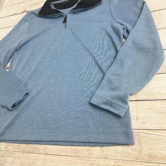 Banana Republic Blue Quarter Zip Pullover Sweater Size Large Men's Casual - Picture 10 of 11
